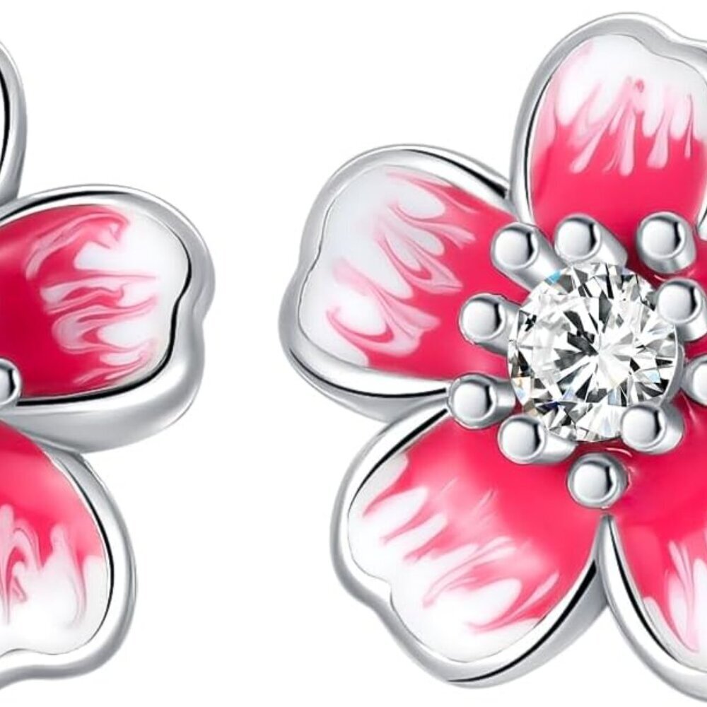 Sterling Silver Cubic Zirconia Stud Earrings for Women, Hypoallergenic, 0.40in,